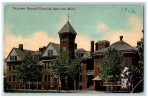 1912 Exterior View Saginaw General Hospital Saginaw West Side Michigan Postcard