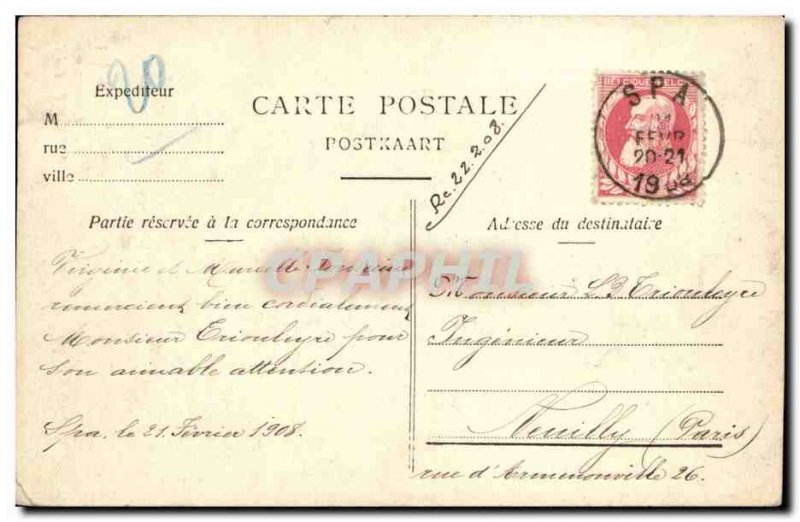 Old Postcard Belgium Spa baths Waterfall