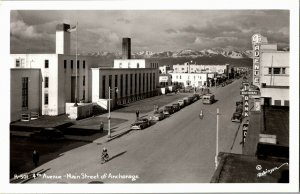 RPPC View of 4th Avenue, Main Street of Anchorage AK Vintage Postcard C32