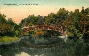 Chicago Illinois Jackson Park Wooded Island 1913 Postcard Empire Art 12844