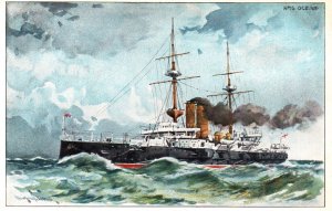 Postcard Royal Navy Battleship HMS Ocean Lovely Art - Bavaria