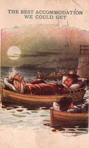 1927 Kids Sleeping on Boat Best Accommodation We Can Get Comic Vintage Postcard