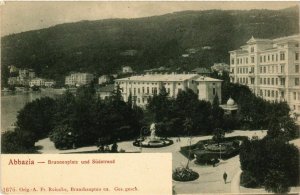 CPA AK ABBAZIA Brunnenplatz und Südstrand CROATIA (598319)