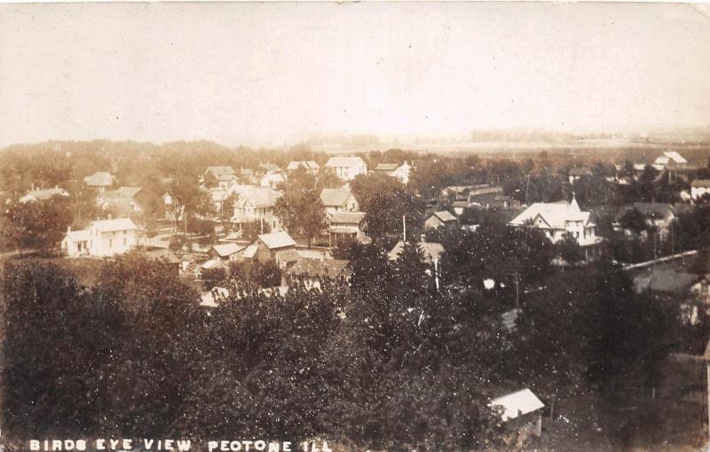 E35/ Peotone Illinois Il Real Photo RPPC Postcard 1908 Birdseye View Homes