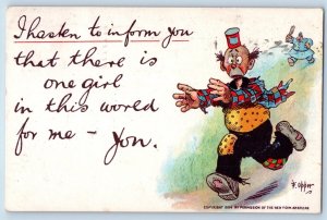 Opper Signed Artist Postcard Humor Comic Woman Chasing Man Toronto Canada 1908