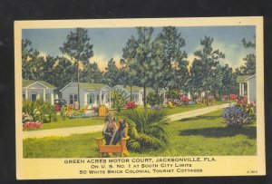 JACKSONVILLE FLORIDA GREEN ACRES MOTOR COURT LINEN ADVERTISING POSTCARD