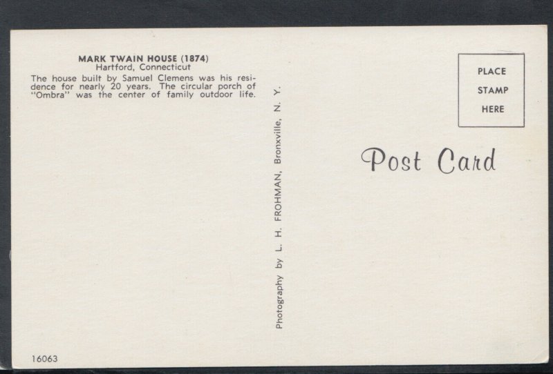 America Postcard - Mark Twain House, Hartford, Connecticut     T5880