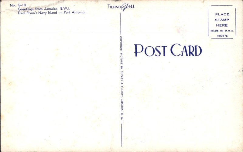 Port Antonio Jamaica Birdseye View c1950-60s Vintage Postcard