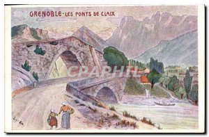 Old Postcard Grenoble Bridges Claix