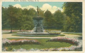 Halifax Nova Scotia Canada Public Gardens & Fountain WB Postcard Unused