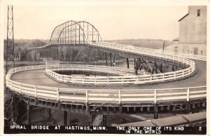 Hastings Minnesota Spiral Bridge, Real Photo Vintage Postcard U7929