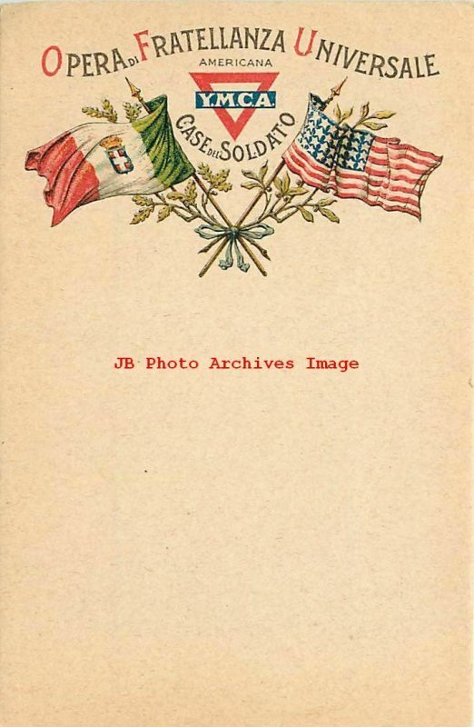 United States & Italy Flag, YMCA,Opera di Fratellanza Universale,Case de Soldato