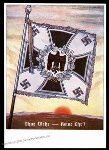 3rd Reich Germany Early 1930s Ohne Wehr keine Ehr Propaganda Card UNUSED 100774