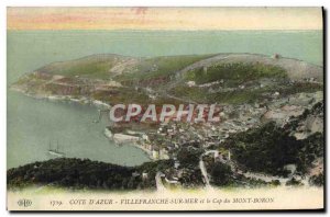 Old Postcard Villefranche Sur Mer and the Cap of Mont Boron