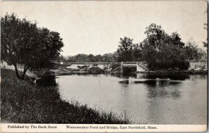 Wannamaker Pond and Bridge, East Northfield MA Vintage Postcard E57