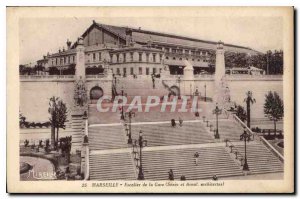 Postcard Old Marseille train station stairs