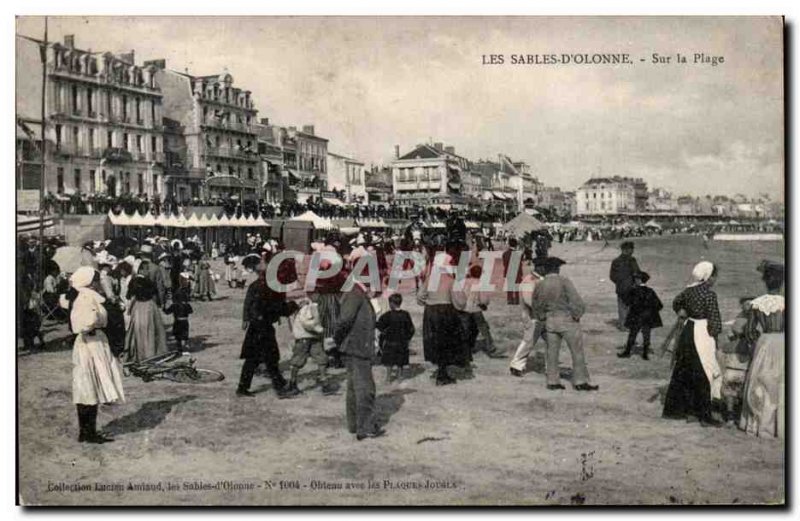 Old Postcard The d & # 39olonne Sands Beachfront