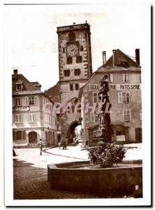 Modern Postcard Ribeauville fountain and turn butchers