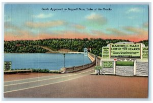 1943 View Of South Approach To Bagnell Dam Lake Of The Ozarks MO Posted Postcard