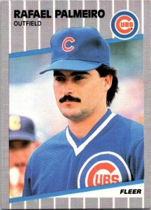 1989 Fleer Baseball Card Rafael Palmeiro Chicago Cubs sk10635