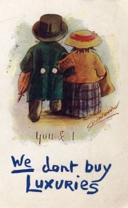 Lovers Comic Cynicus Tucks Luxury Tax Oilette WW1 Old Postcard