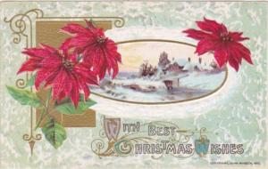 Christmas Wishes Poinsettas & Landscape Scene Winsch