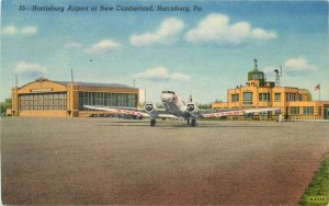 Harrisburg Airport New Cumberland Pennsylvania 1940s Postcard Teich linen 21-777