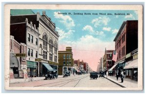 Rockford Illinois IL Postcard Seventh St. Looking South From Third Avenue Royal