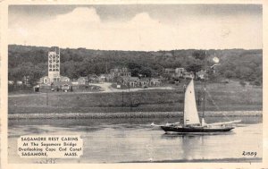 Sagamore Massachusetts Sagamore Rest Cabins From River Sailboat Postcard AA65451