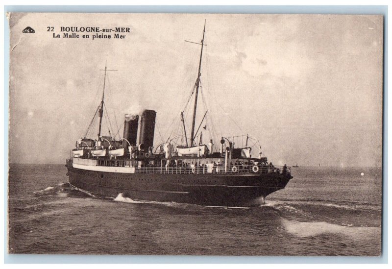 c1910 La Malle In The Open Sea Boulogne-Sur-Mer France Antique Postcard