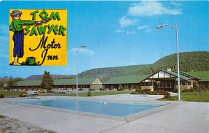 Albany New York 1950s Postcard Tom Sawyer Motor Inn Swimming Pool