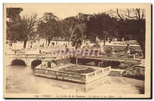 Old Postcard Nimes Le Jardin De La Fontaine La Source and Les Bains