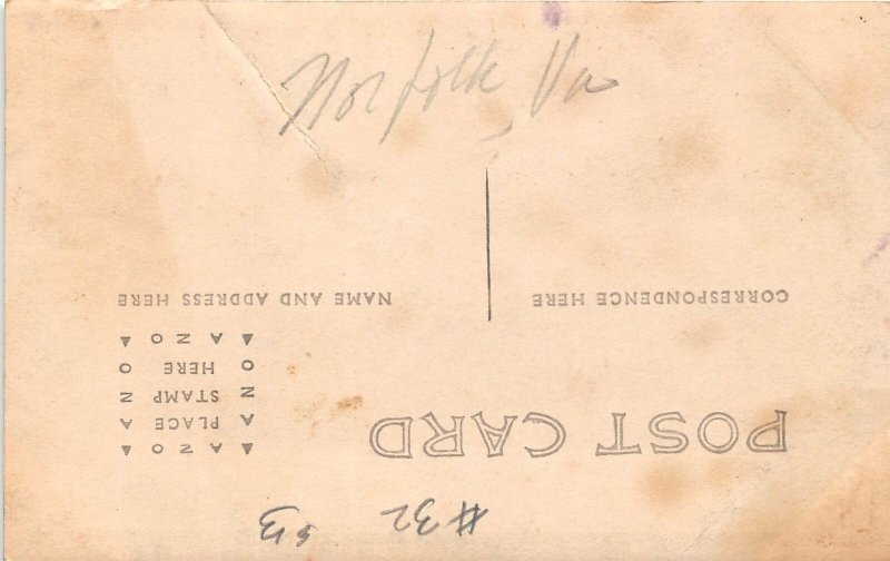 H75/ Norfolk Virginia RPPC Postcard c1910 Hewn Log Cabin Building 210