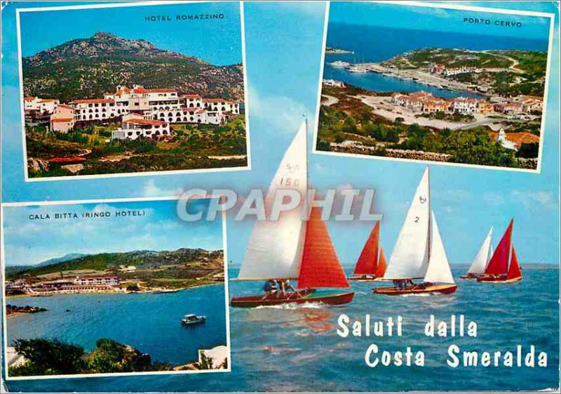 Postcard Modern Saluti dalla Costa Smeralda Hotel Romazzino Porto Cervo Cala ...
