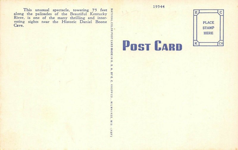 Daniel Boone's Cave Kentucky 1940s Postcard Chimney Rock