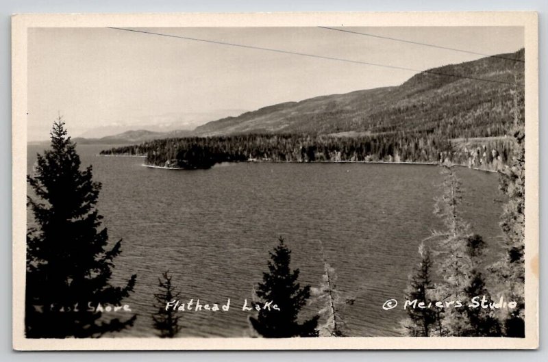 RPPC East Shore Flathead Lake MT Montana Meiers Studio Photo Postcard V24