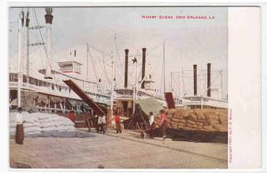 Paddle Steamer Wharf New Orleans Louisiana 1910c postcard