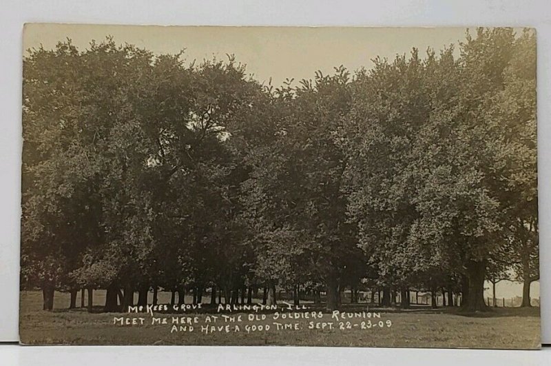 Illinois Arlington McGees Grove Place of the Old Soldiers Reunion Postcard H3 