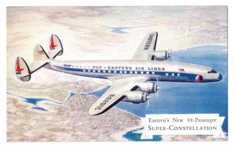 Eastern New 88 Passenger Super Constellation Postcard