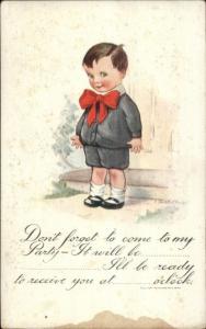 Twelvetrees - Little Boy Party Invitation c1910 Postcard