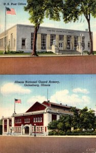 Illinois Galesburg Post Office and Illinois National Guard Armory 1944 Curteich