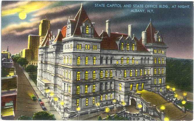 State Capital at Night Albany NY New York 1964