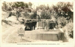 Hannibal Missouri H-3 Finn Tom Sawyer Statue 1920s RPPC Photo Postcard 11291