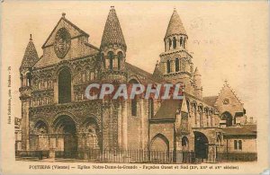 Old Postcard Poitiers (Vienna) Church of Our Lady the Great West and South Fr...