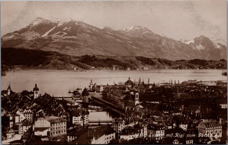 Switzerland Luzern Mit Rigi Von Gütsch Vintage Postcard C196