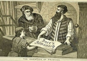 Spain Spanish Trade Card 'Invention of Printing' Yesterday's Almanac 1880-1890s