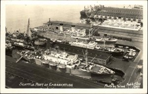 Seattle Washington WA Ships at Port Ellis Real Photo 1097 Vintage Postcard