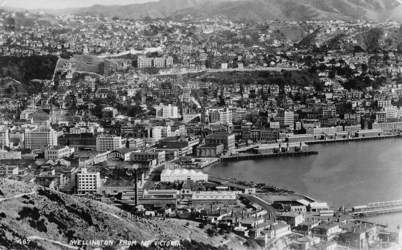 Wellington New Zealand View from Mt Victoria Real Photo Antique Postcard J46476