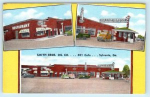 SYLVANIA, Georgia GA ~ Roadside SMITH BROS. OIL Gas Station c1950s Cafe Postcard