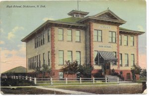 US. Used. Dickinson, North Dakota. High School.  Mailed 1913.